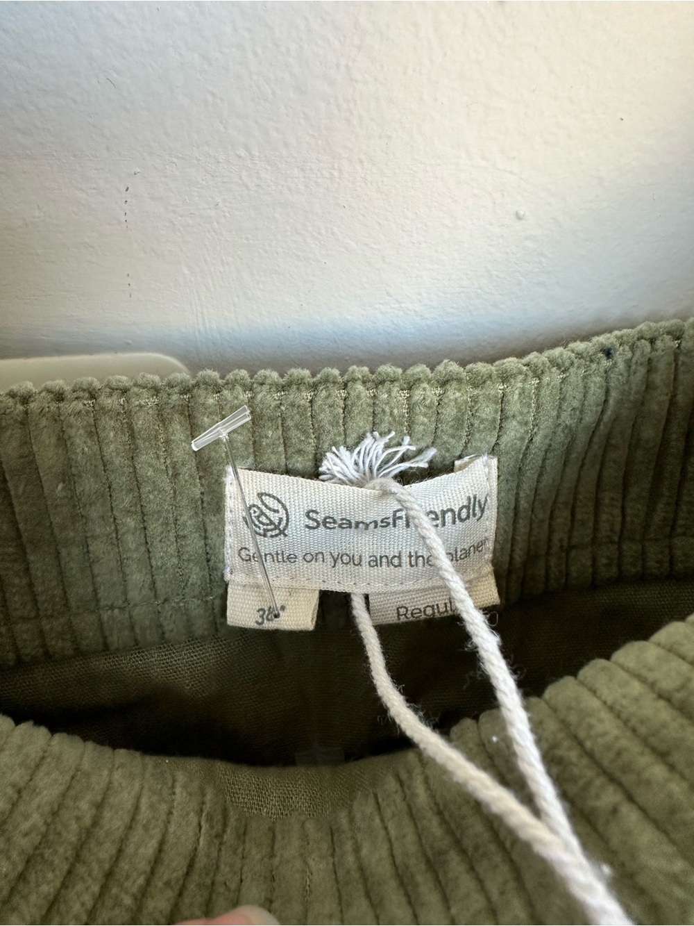 NWT SeamsFriendly Sage Green Square-Neck Cotton Mini Shift Dress Corduroy Sz 38R - Picture 10 of 14